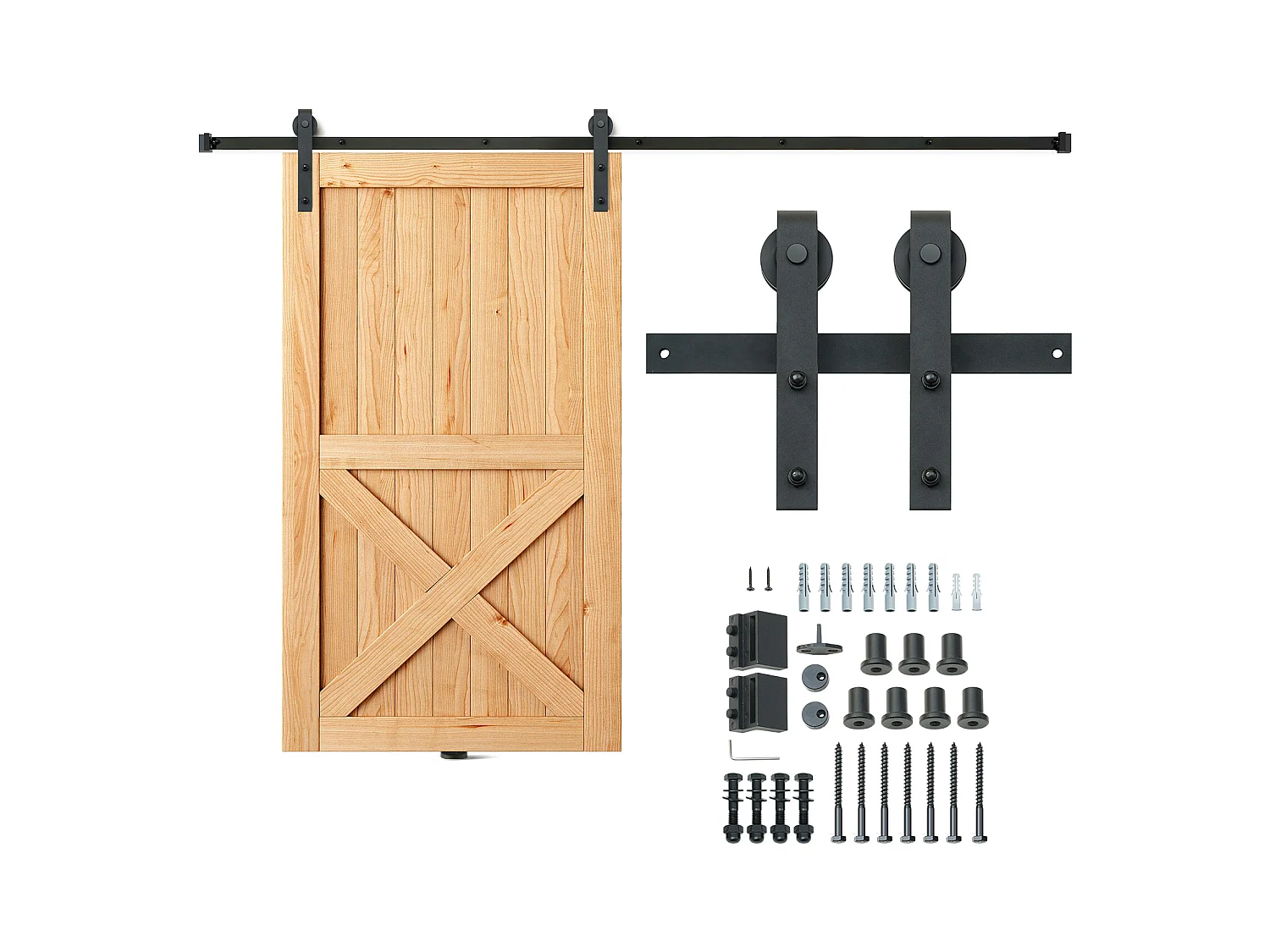 Porta de Correr SucceBuy Kit de Ferragens para Porta de Correr de Celeiro de 8 Pés, Calha para Armário, Cabide em J