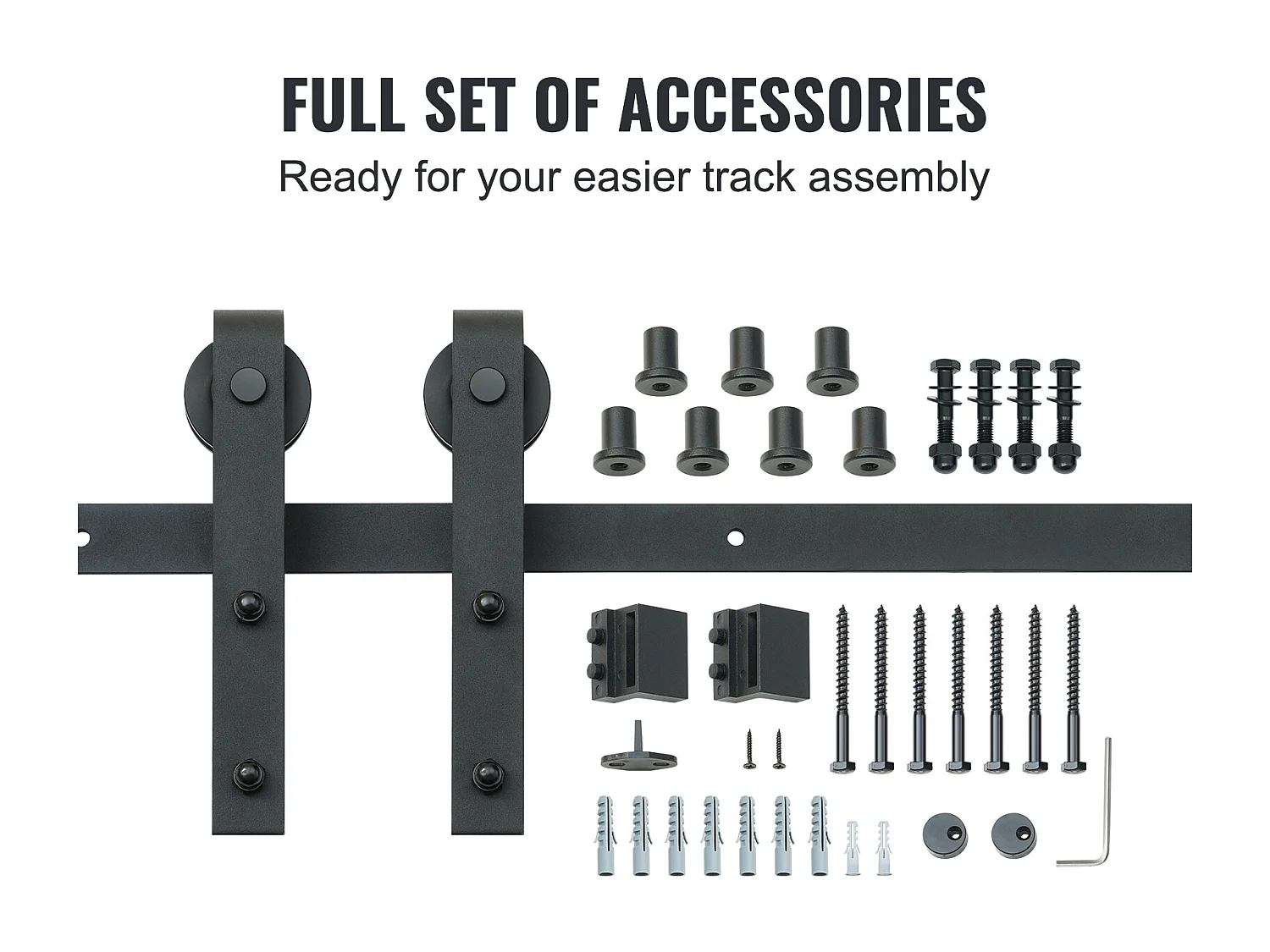 Drzwi Przesuwne SucceBuy 8 Feet Zestaw Okuć do Drzwi Przesuwnych do Stodoły, Szyna do Szafy, Wieszak J