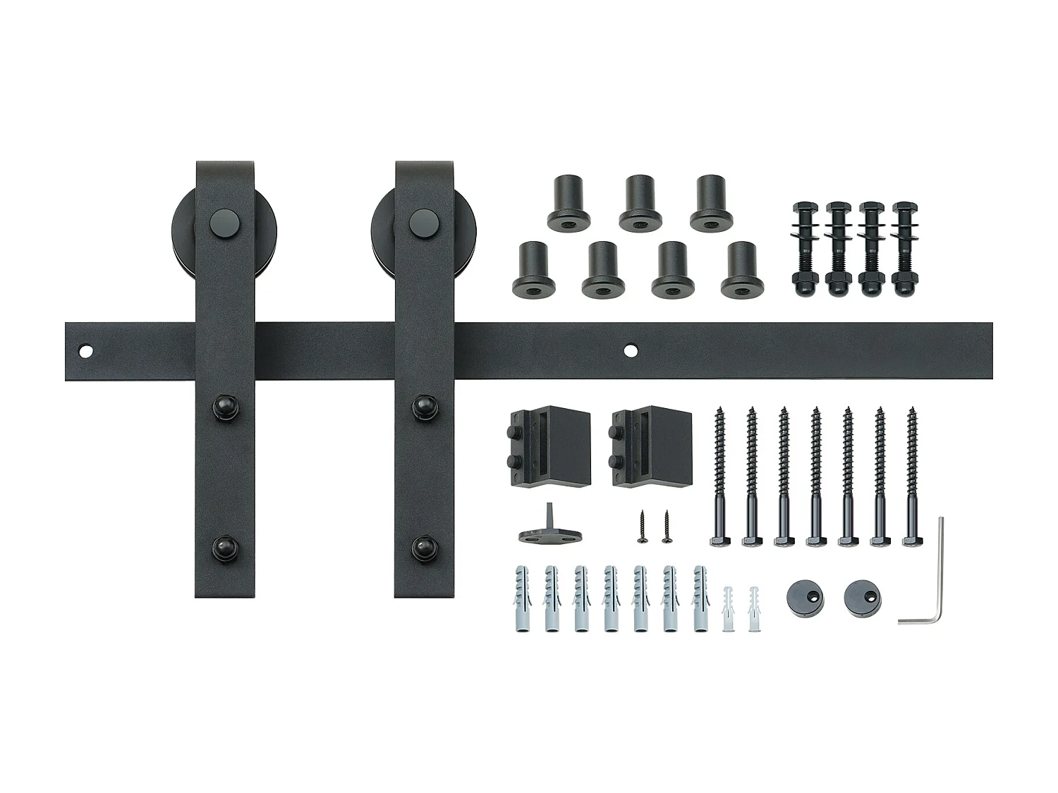 Drzwi Przesuwne SucceBuy 8 Feet Zestaw Okuć do Drzwi Przesuwnych do Stodoły, Szyna do Szafy, Wieszak J