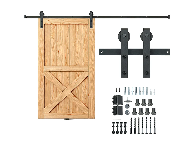 Porte Coulissante SucceBuy Kit de Quincaillerie pour Porte de Grange Coulissante 8 Pieds, Rail de Placard, Cintre en J