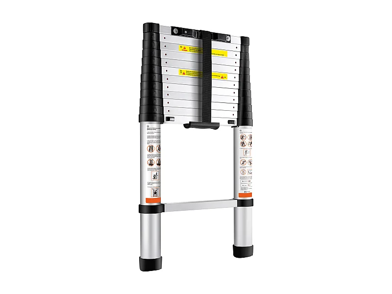 12,5 Fuß Aluminium-Teleskopleiter SucceBuy, Tragbare Mehrzweck-Verlängerungsstange