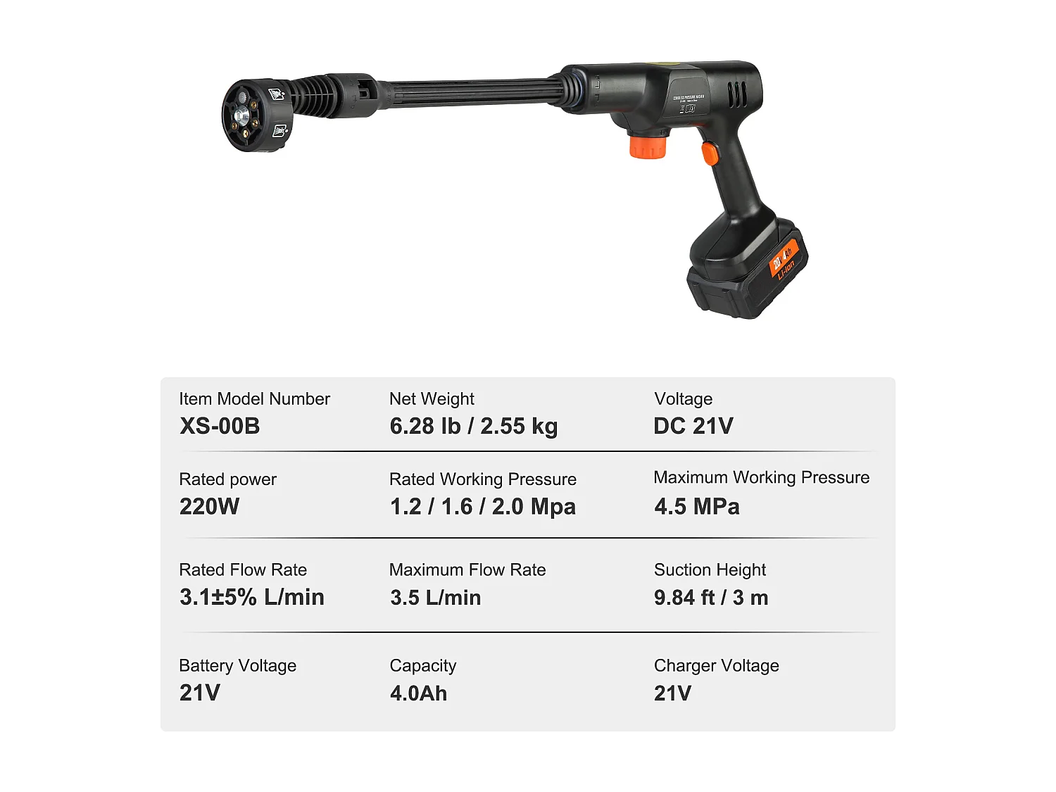 Nettoyeur SucceBuy Haute Pression Sans Fil, Pistolet Pulvérisateur D'eau Portable pour Voiture, 652 PSI