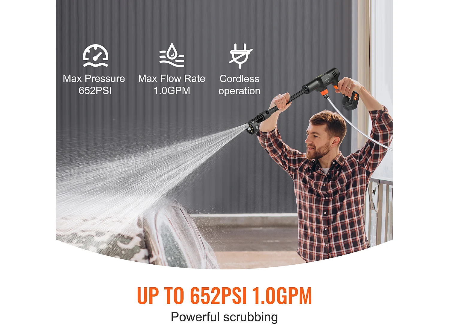 Nettoyeur SucceBuy Haute Pression Sans Fil, Pistolet Pulvérisateur D'eau Portable pour Voiture, 652 PSI