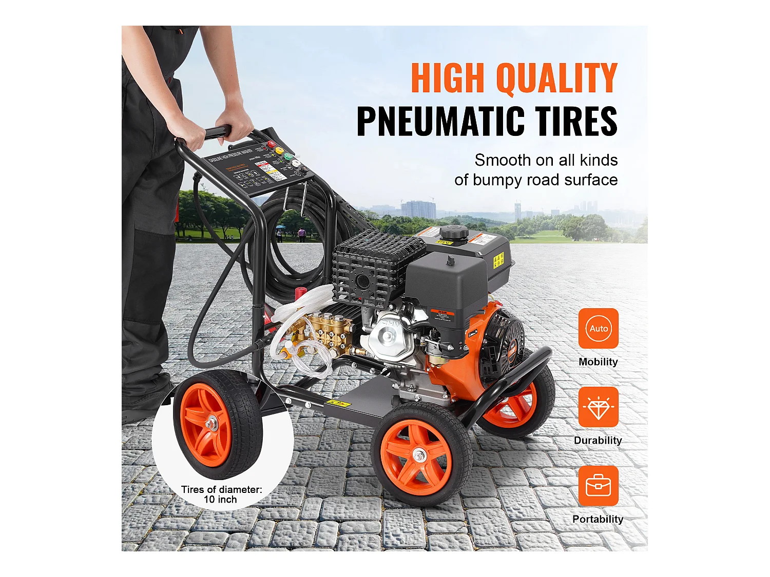 Nettoyeur Haute Pression SucceBuy  à Essence 4400 PSI 15 L/Min 2,6 GPM 5 Buses pour le Nettoyage