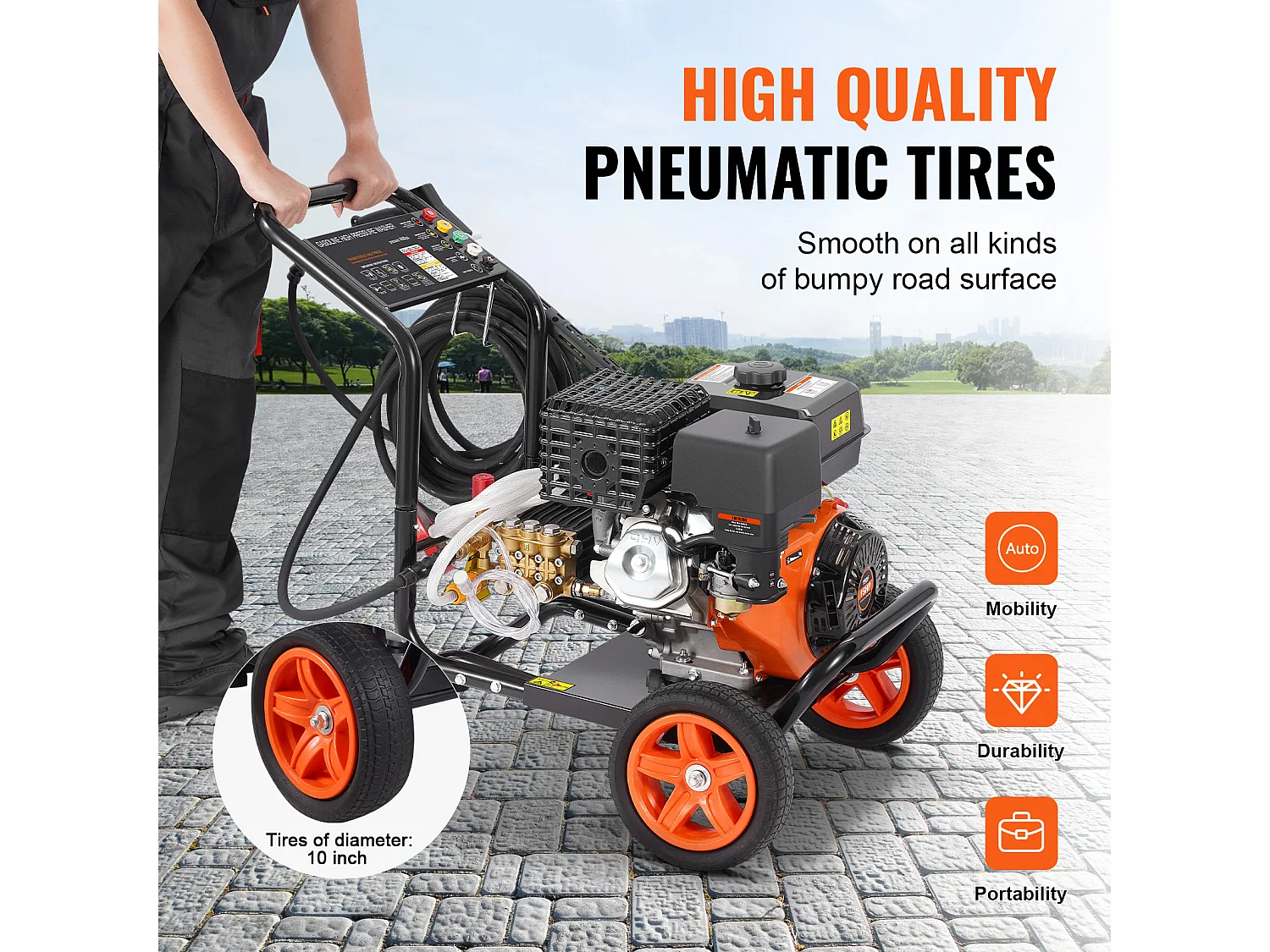 Nettoyeur Haute Pression SucceBuy  à Essence 4400 PSI 15 L/Min 2,6 GPM 5 Buses pour le Nettoyage