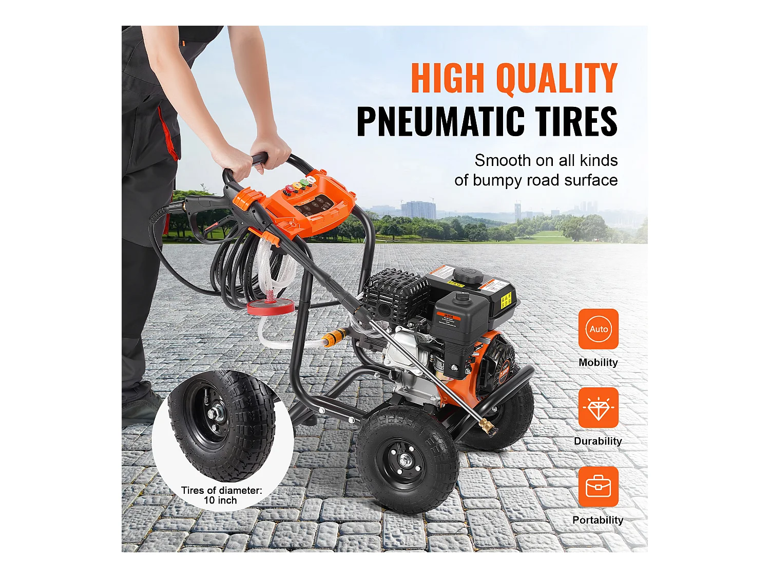 Nettoyeur Haute Pression SucceBuy  à Gaz 3500 PSI 10 L/min 2,6 GPM 5 Buses pour le Nettoyage Introduction