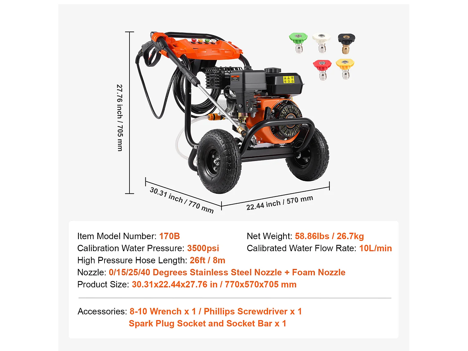 Gasdrukreiniger SucceBuy 3500 PSI 10 L/min 2,6 GPM 5 Sproeiers voor Reiniging Inleiding