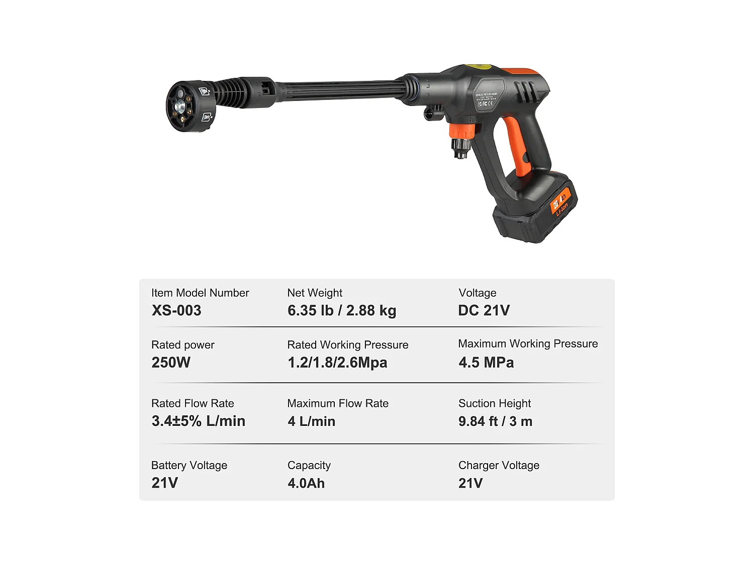 Nettoyeur SucceBuy Haute Pression Sans Fil, Pistolet Pulvérisateur D'eau Portable pour Voiture, 652 PSI