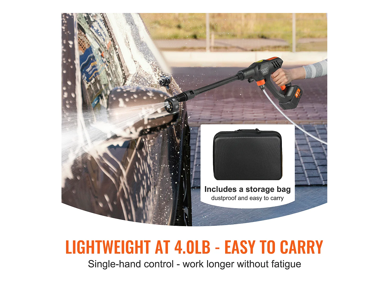 Nettoyeur SucceBuy Haute Pression Sans Fil, Pistolet Pulvérisateur D'eau Portable pour Voiture, 652 PSI