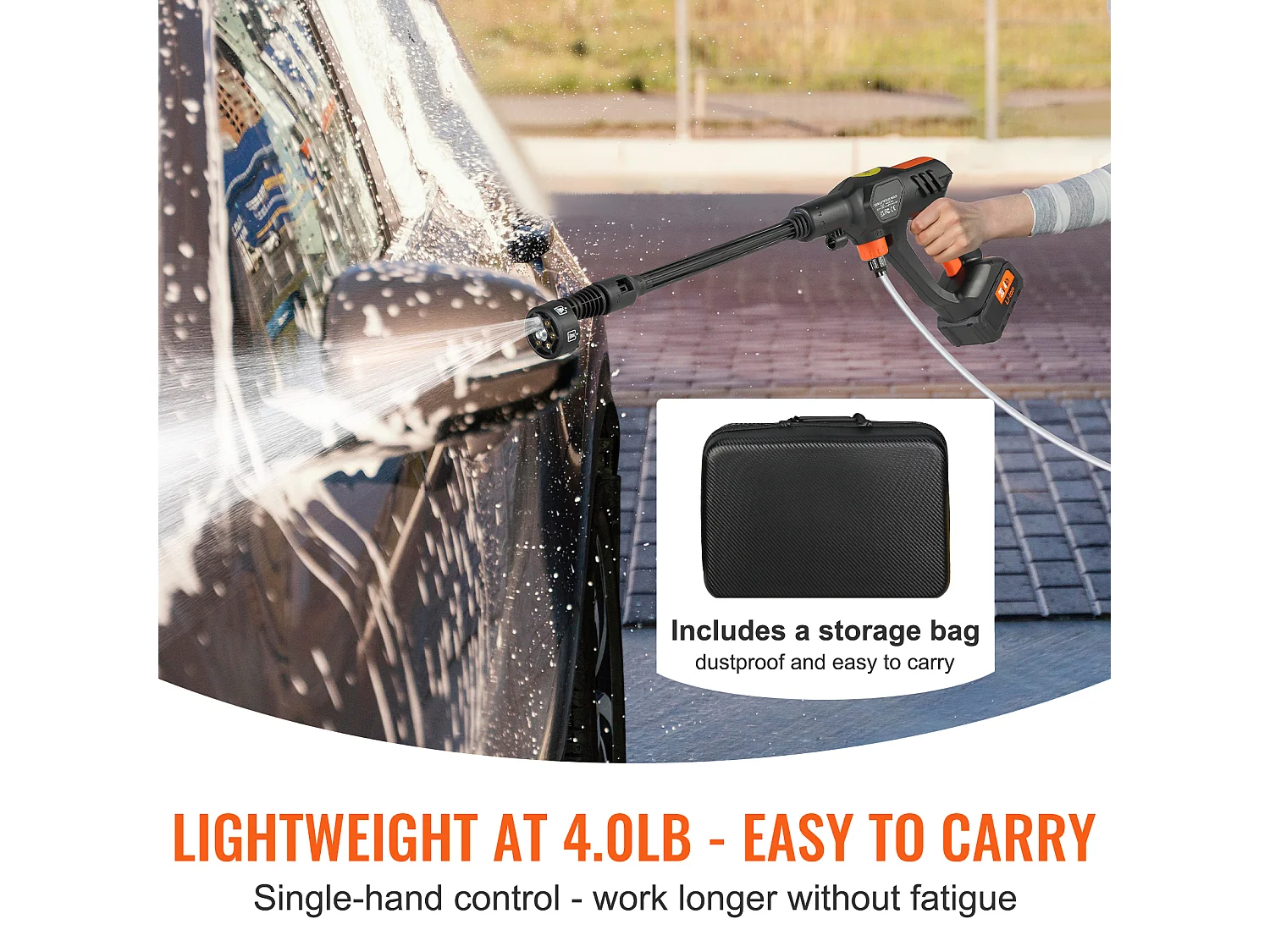 Nettoyeur SucceBuy Haute Pression Sans Fil, Pistolet Pulvérisateur D'eau Portable pour Voiture, 652 PSI