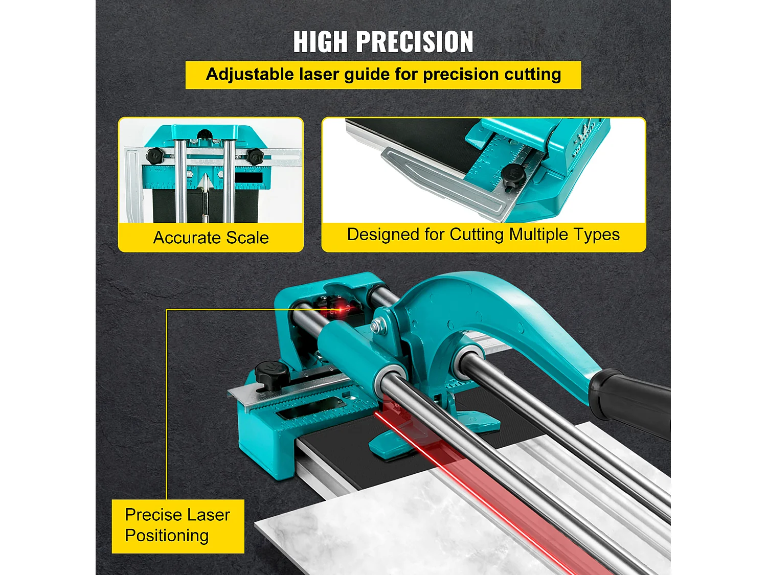 Fliesenschneider SucceBuy 31-Zoll-Fliesenschneidewerkzeug, Laserpositionierung, Doppelschienen und Halterungen, Schneidwerkzeug