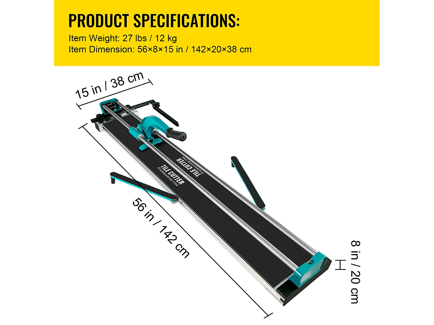 Tagliapiastrelle SucceBuy Tagliapiastrelle Manuale da 47"/1200 mm con Guida Laser per Piastrelle in Ceramica