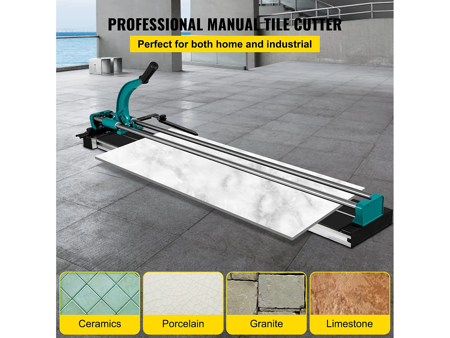 Tagliapiastrelle SucceBuy Tagliapiastrelle Manuale da 47"/1200 mm con Guida Laser per Piastrelle in Ceramica