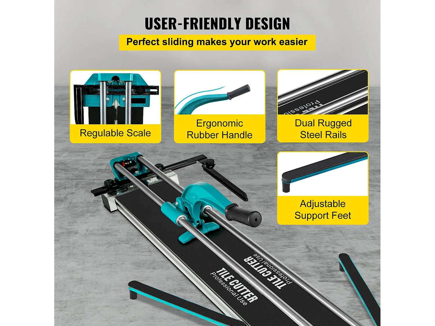 Tagliapiastrelle SucceBuy Tagliapiastrelle Manuale da 47"/1200 mm con Guida Laser per Piastrelle in Ceramica