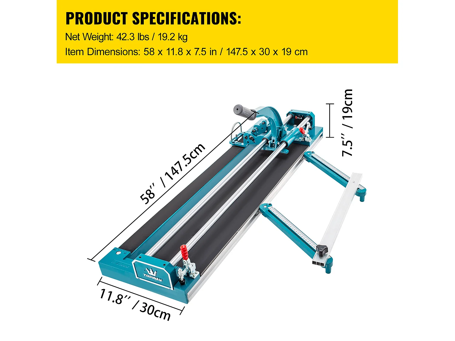 Tegelsnijder SucceBuy Heavy Duty Tegelsnijder 3/5 Inch Cap 47 Inch met Blauwe Laser Positionering