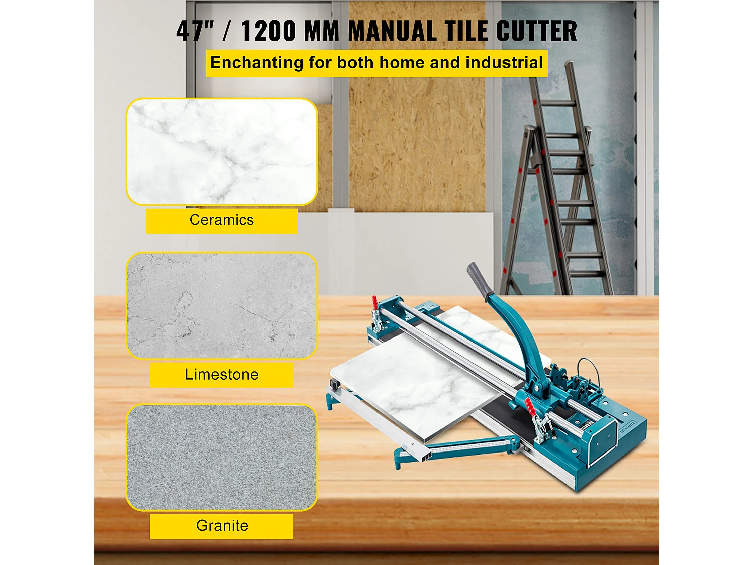 Tegelsnijder SucceBuy Heavy Duty Tegelsnijder 3/5 Inch Cap 47 Inch met Blauwe Laser Positionering