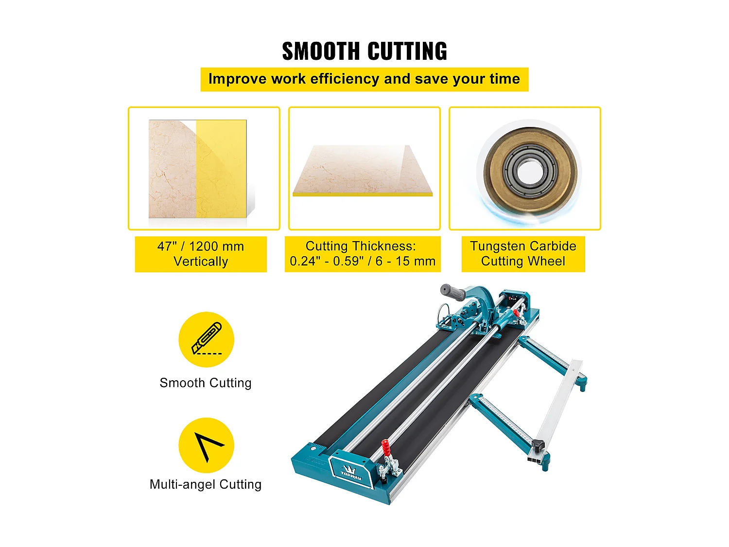 Tegelsnijder SucceBuy Heavy Duty Tegelsnijder 3/5 Inch Cap 47 Inch met Blauwe Laser Positionering