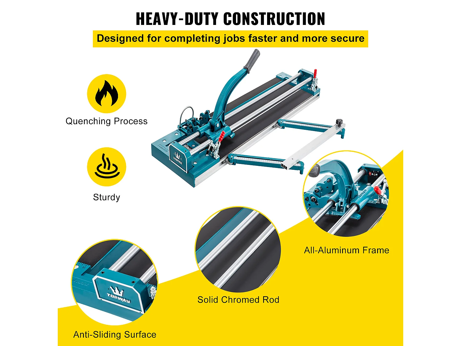 Tegelsnijder SucceBuy Heavy Duty Tegelsnijder 3/5 Inch Cap 47 Inch met Blauwe Laser Positionering