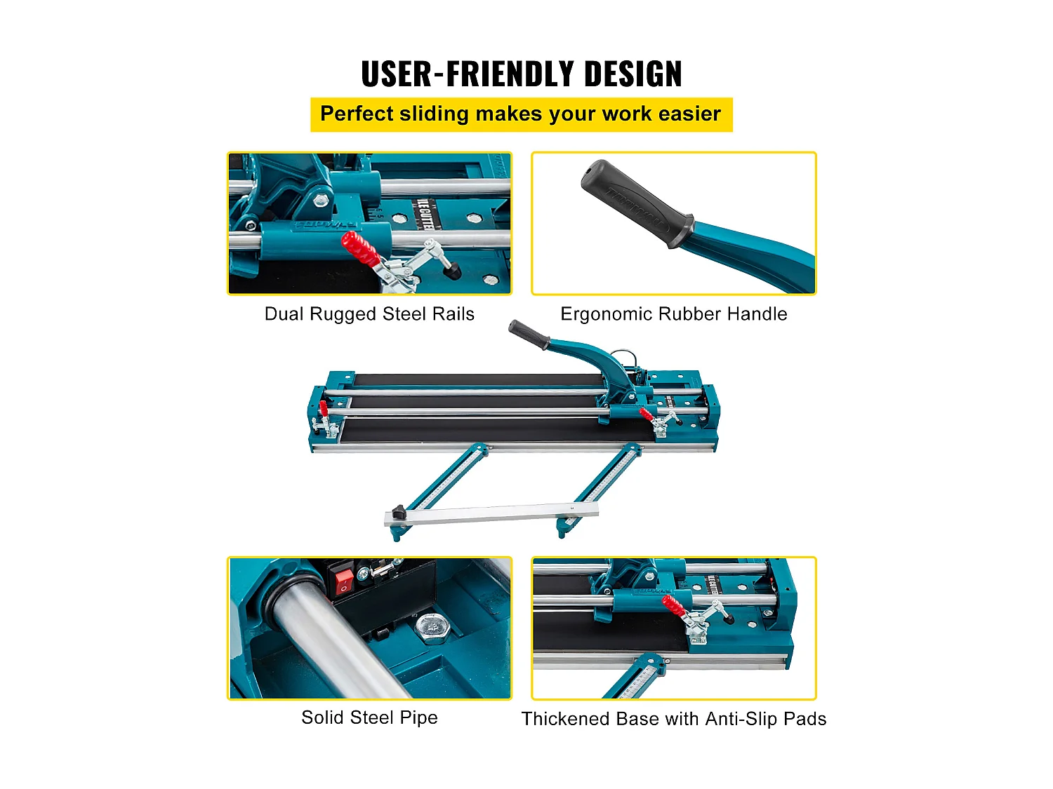 Tegelsnijder SucceBuy Heavy Duty Tegelsnijder 3/5 Inch Cap 47 Inch met Blauwe Laser Positionering