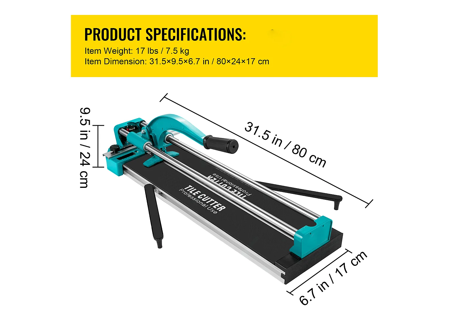 Cortadora de Azulejos SucceBuy Cortadora de Azulejos de 24 Pulgadas con Guía Láser, Rieles Dobles y Soportes