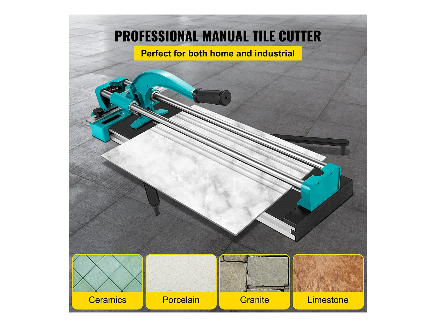 Cortadora de Azulejos SucceBuy Cortadora de Azulejos de 24 Pulgadas con Guía Láser, Rieles Dobles y Soportes