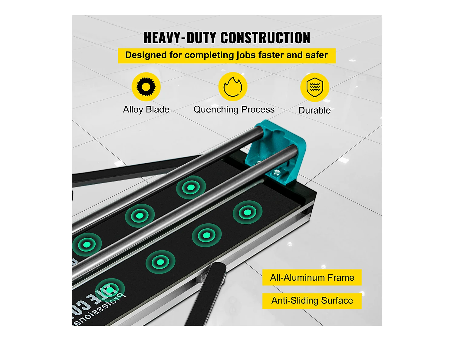 Cortadora de Azulejos SucceBuy Cortadora de Azulejos de 24 Pulgadas con Guía Láser, Rieles Dobles y Soportes