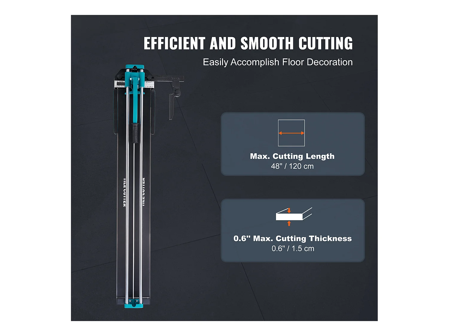 Cortadora de Azulejos SucceBuy Cortadora Manual de Azulejos de 48" con Infrarrojos para Cerámica Porcelánica