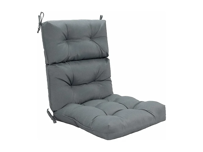 Coussin de Chaise à Dossier Haut avec Sangles en Corde Antidérapantes, Coussin de Siège de Patio en Polyester Imperméable pour Chaise Longue Fauteuil de Jardin