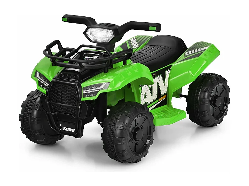 Elektrische kinderquad met opbergruimte, 6 V, mini-elektrische quad met muziek, claxon en led-koplamp, kinderquad 2 km/u, voor peuters vanaf 18 maanden, groen