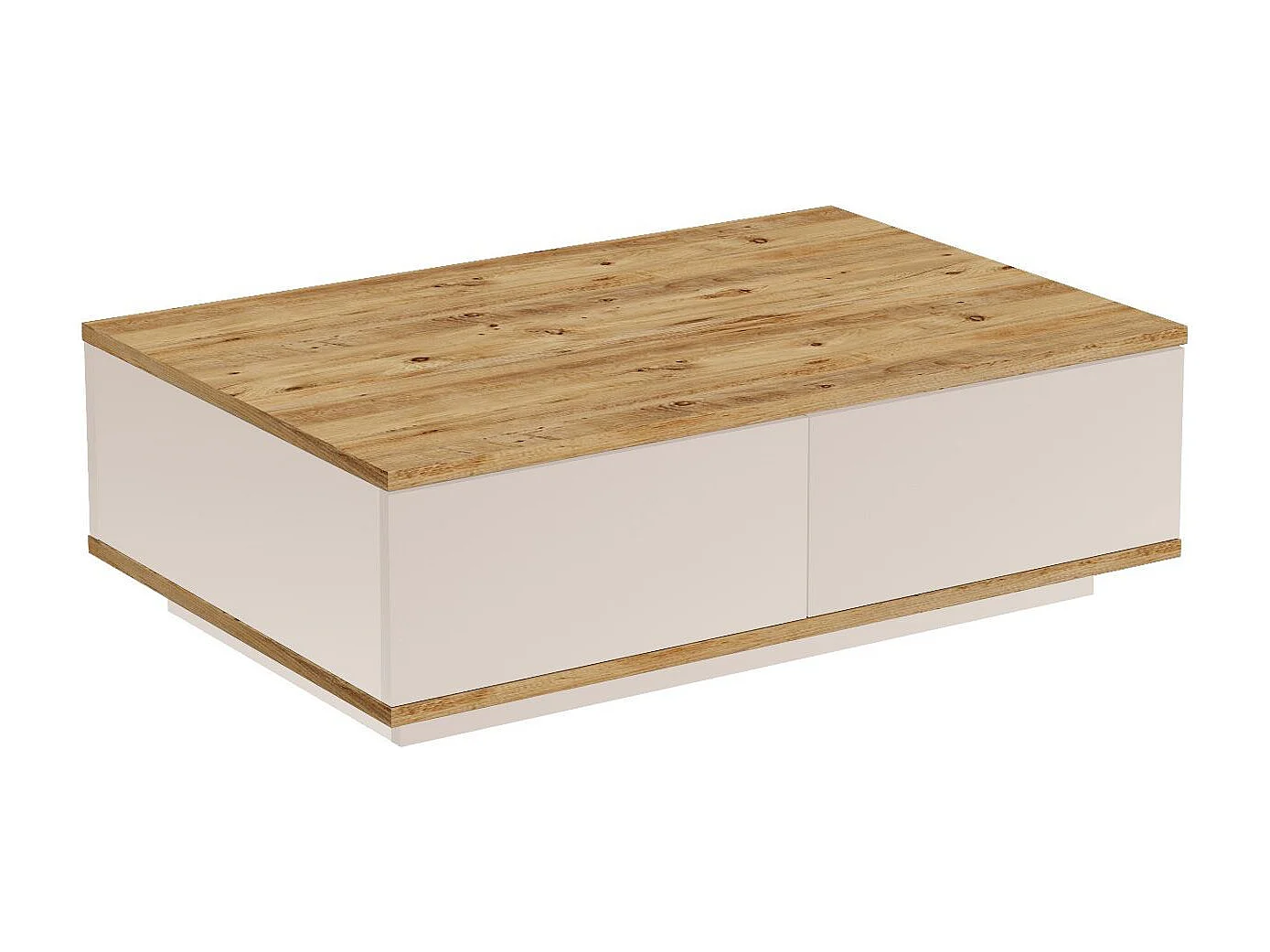 Table basse avec 2 portes - Naturel et Beige - LOTULA