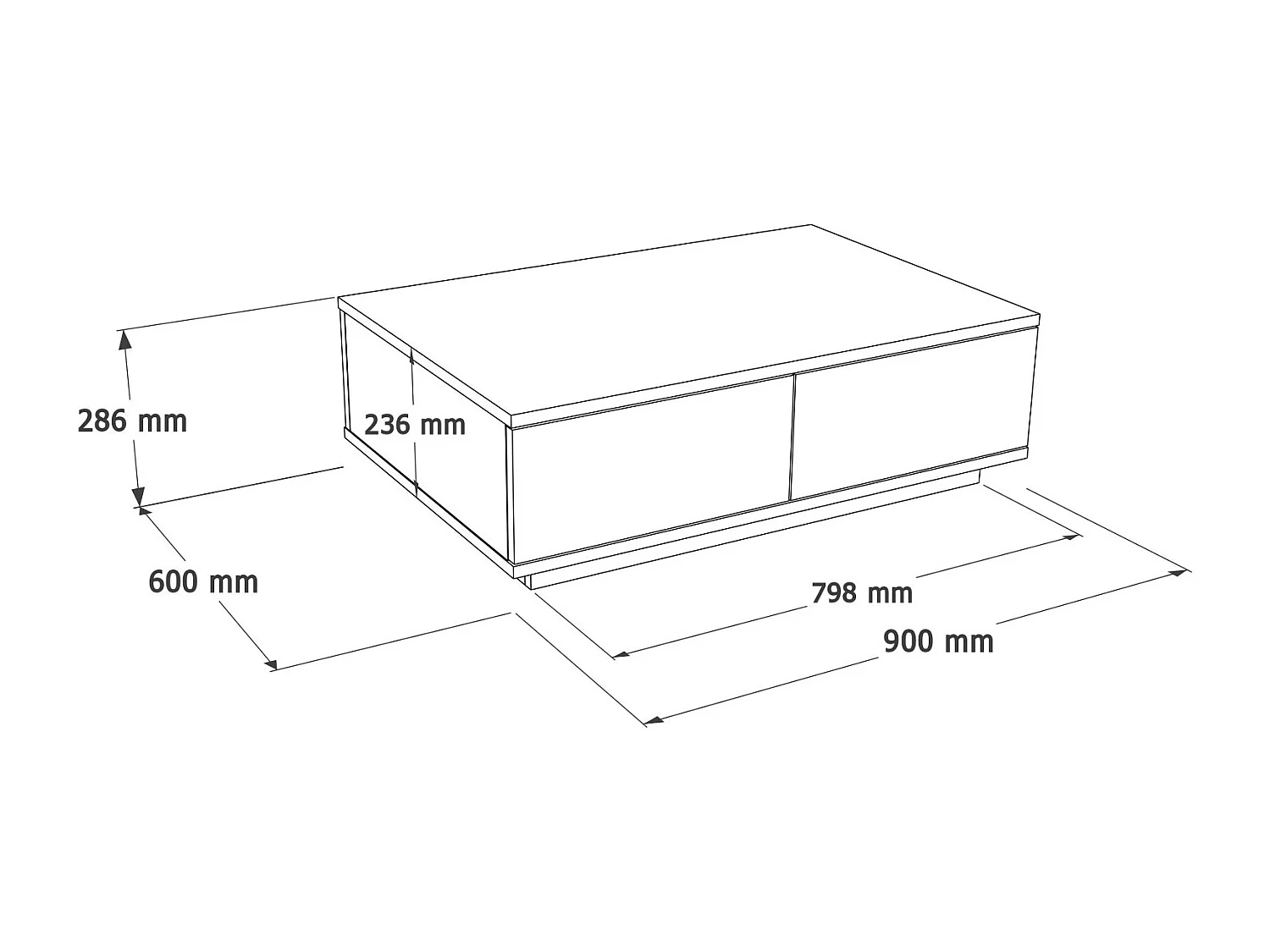 Table basse avec 2 portes - Naturel et Beige - LOTULA