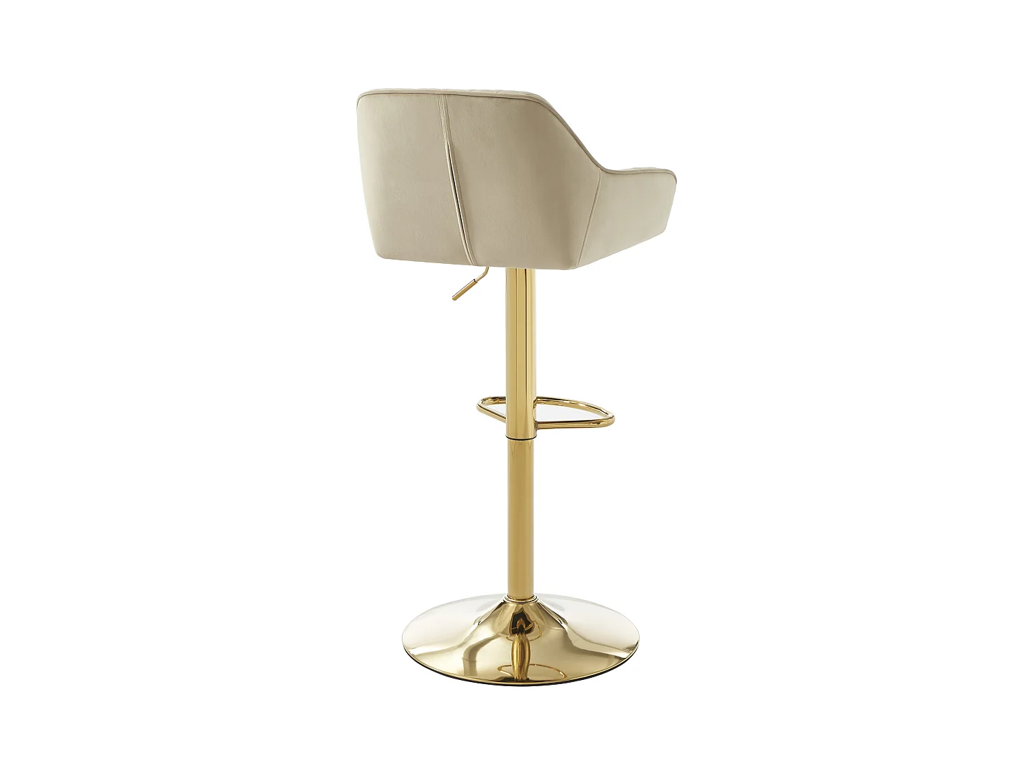 Juego de 2 taburetes de bar en terciopelo y metal dorado - Altura ajustable - Beige - TAVOA