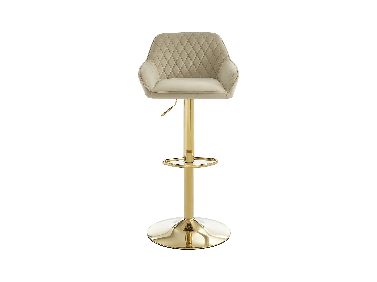 Juego de 2 taburetes de bar en terciopelo y metal dorado - Altura ajustable - Beige - TAVOA