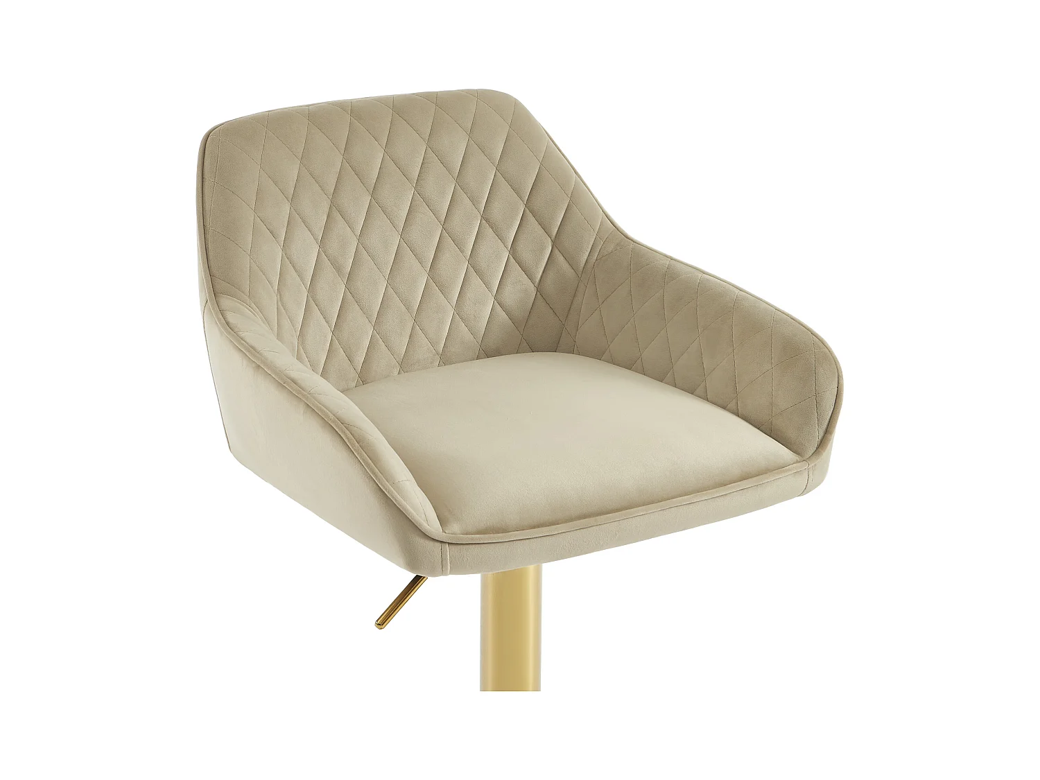 Juego de 2 taburetes de bar en terciopelo y metal dorado - Altura ajustable - Beige - TAVOA