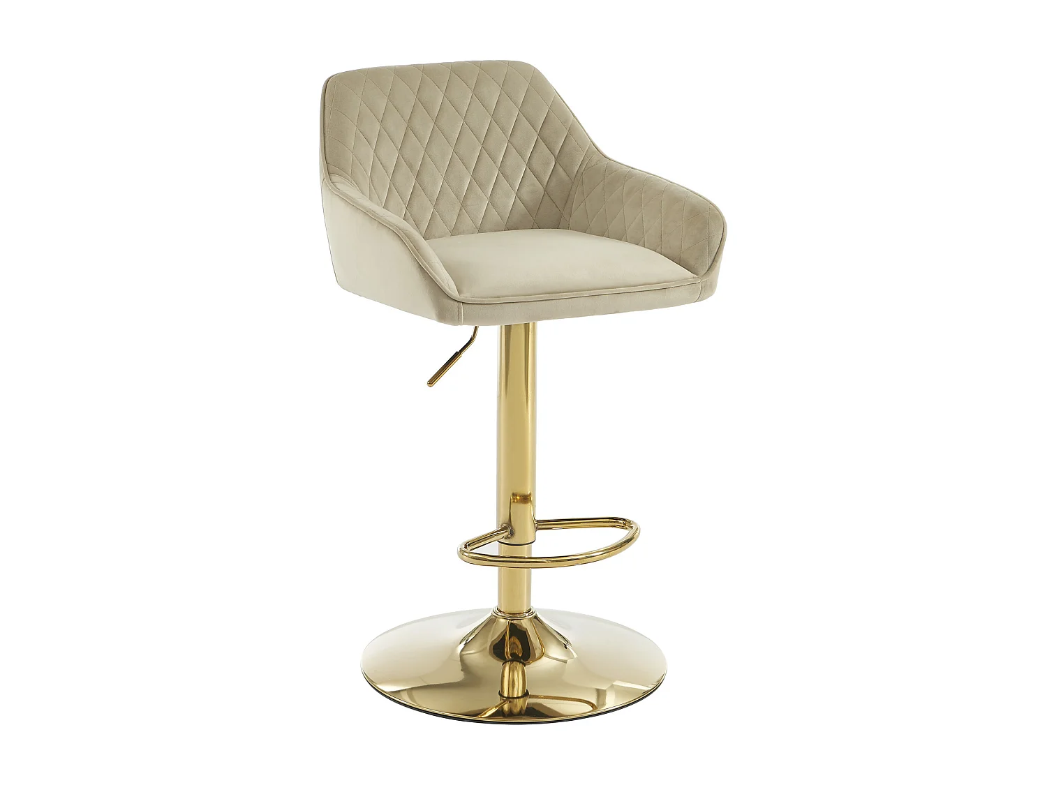 Set di 2 sgabelli da bar in velluto e metallo dorato - Altezza regolabile - Beige - TAVOA