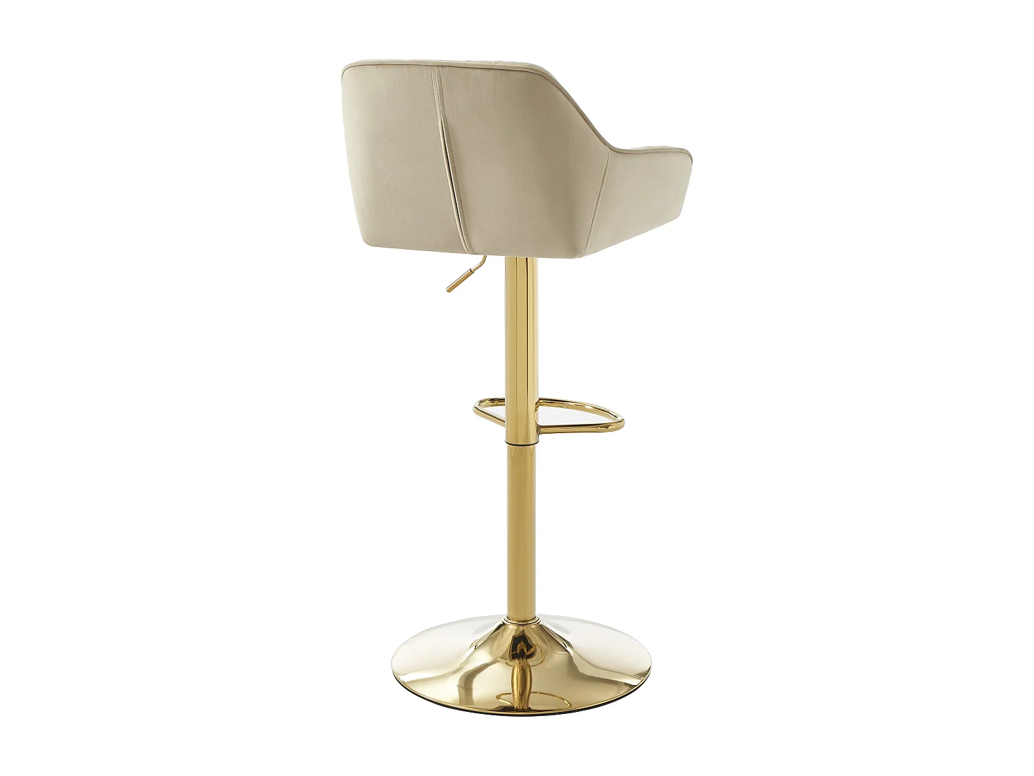 Set di 2 sgabelli da bar in velluto e metallo dorato - Altezza regolabile - Beige - TAVOA