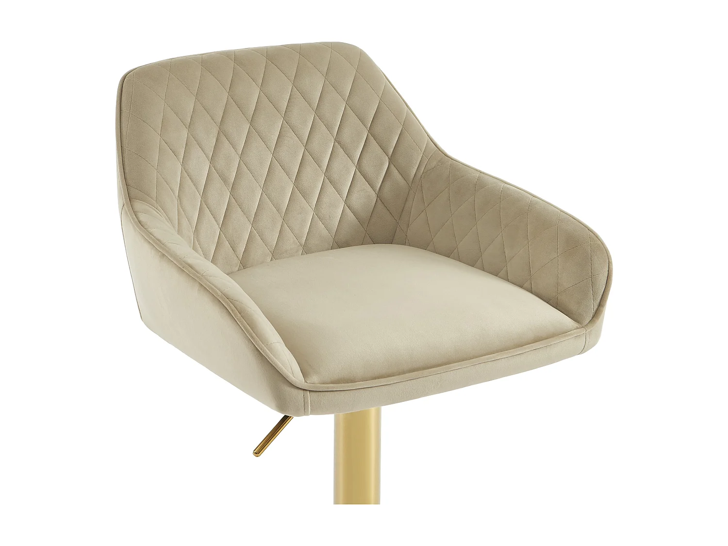 Set di 2 sgabelli da bar in velluto e metallo dorato - Altezza regolabile - Beige - TAVOA