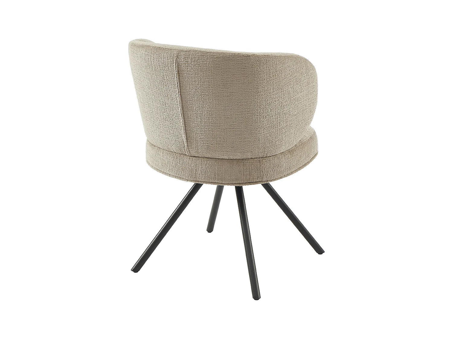 Lot de 2 chaises pivotantes en tissu texturé et métal noir - Taupe - LYARO