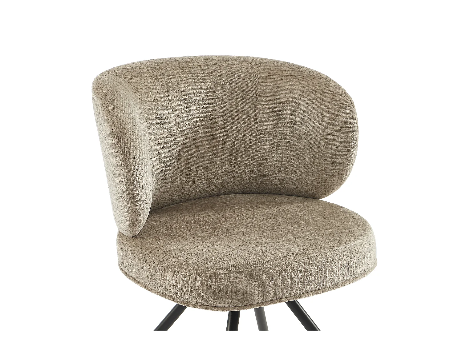 Lot de 2 chaises pivotantes en tissu texturé et métal noir - Taupe - LYARO