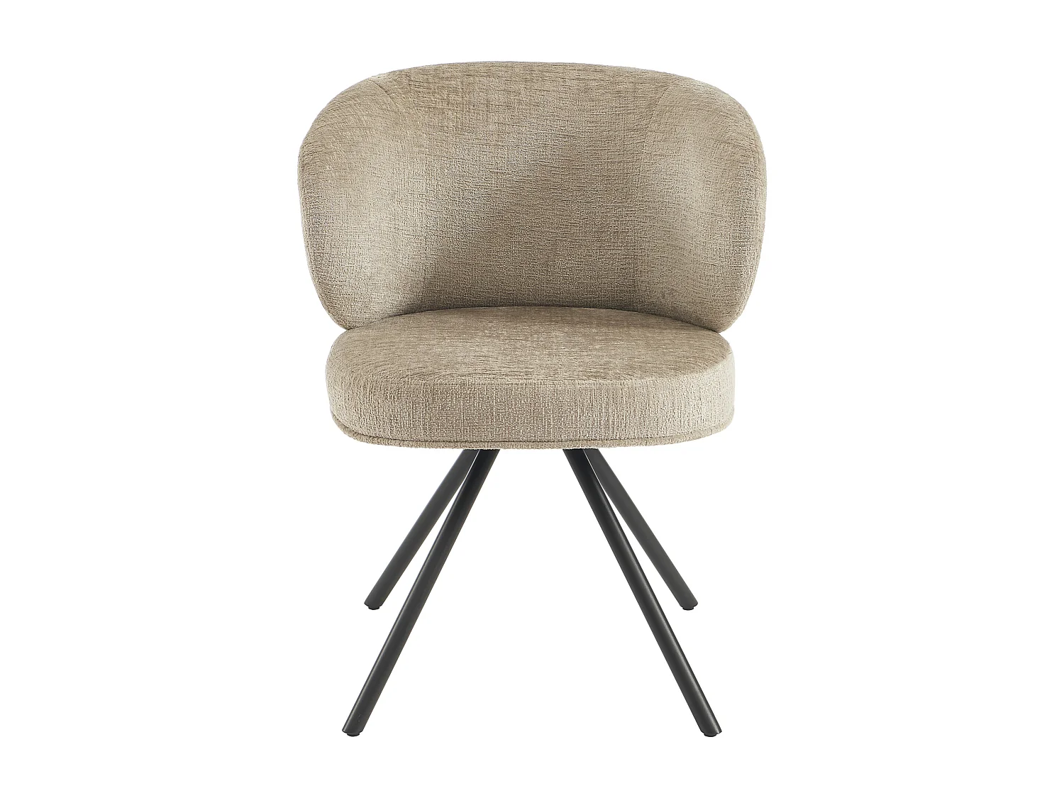 Lot de 2 chaises pivotantes en tissu texturé et métal noir - Taupe - LYARO