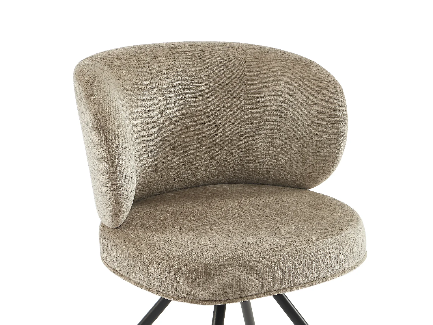 Lot de 2 chaises pivotantes en tissu texturé et métal noir - Taupe - LYARO