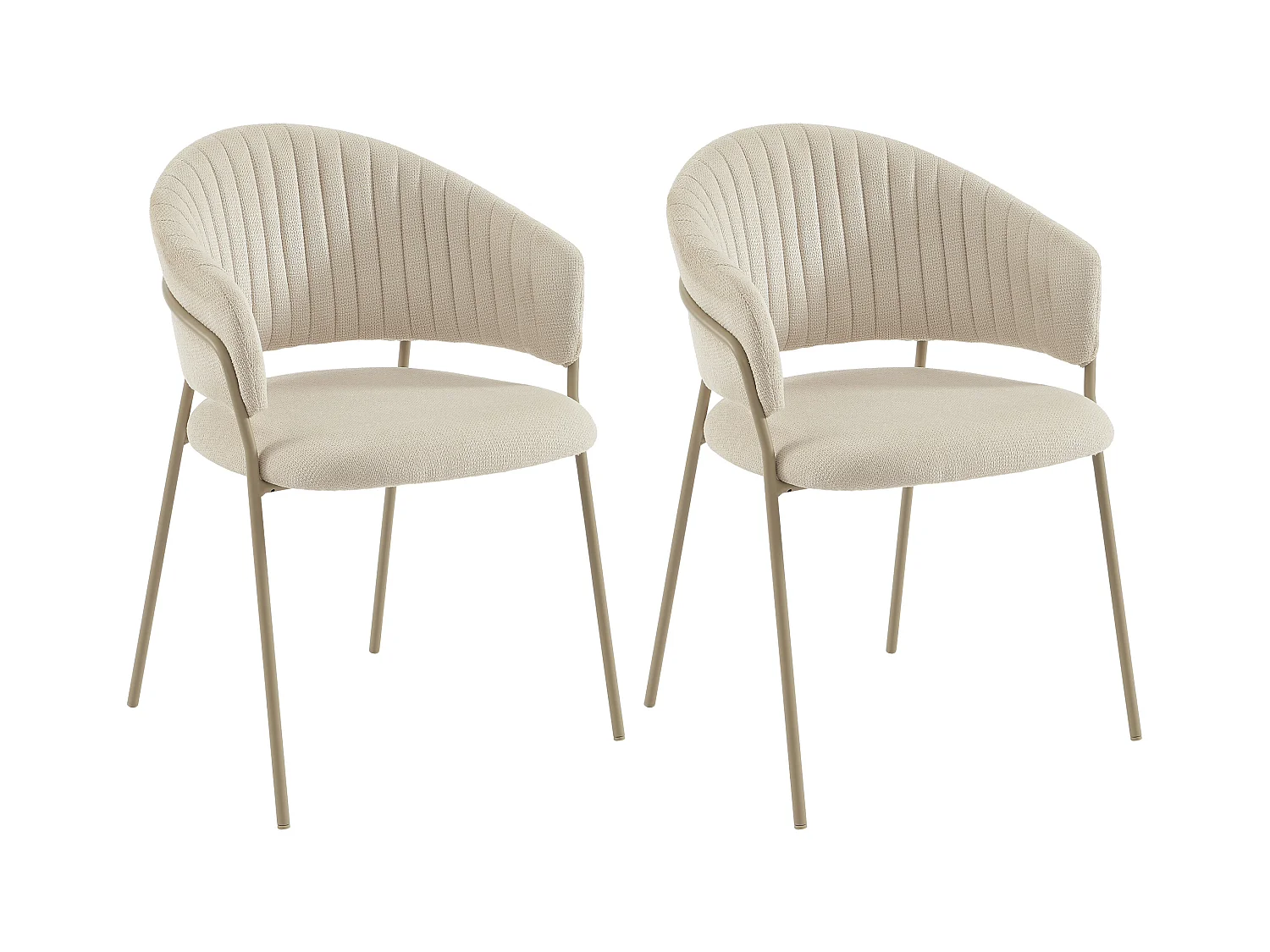 Lot de 2 chaises en tissu texturé et métal - Beige - MADOLIA de Pascal Morabito