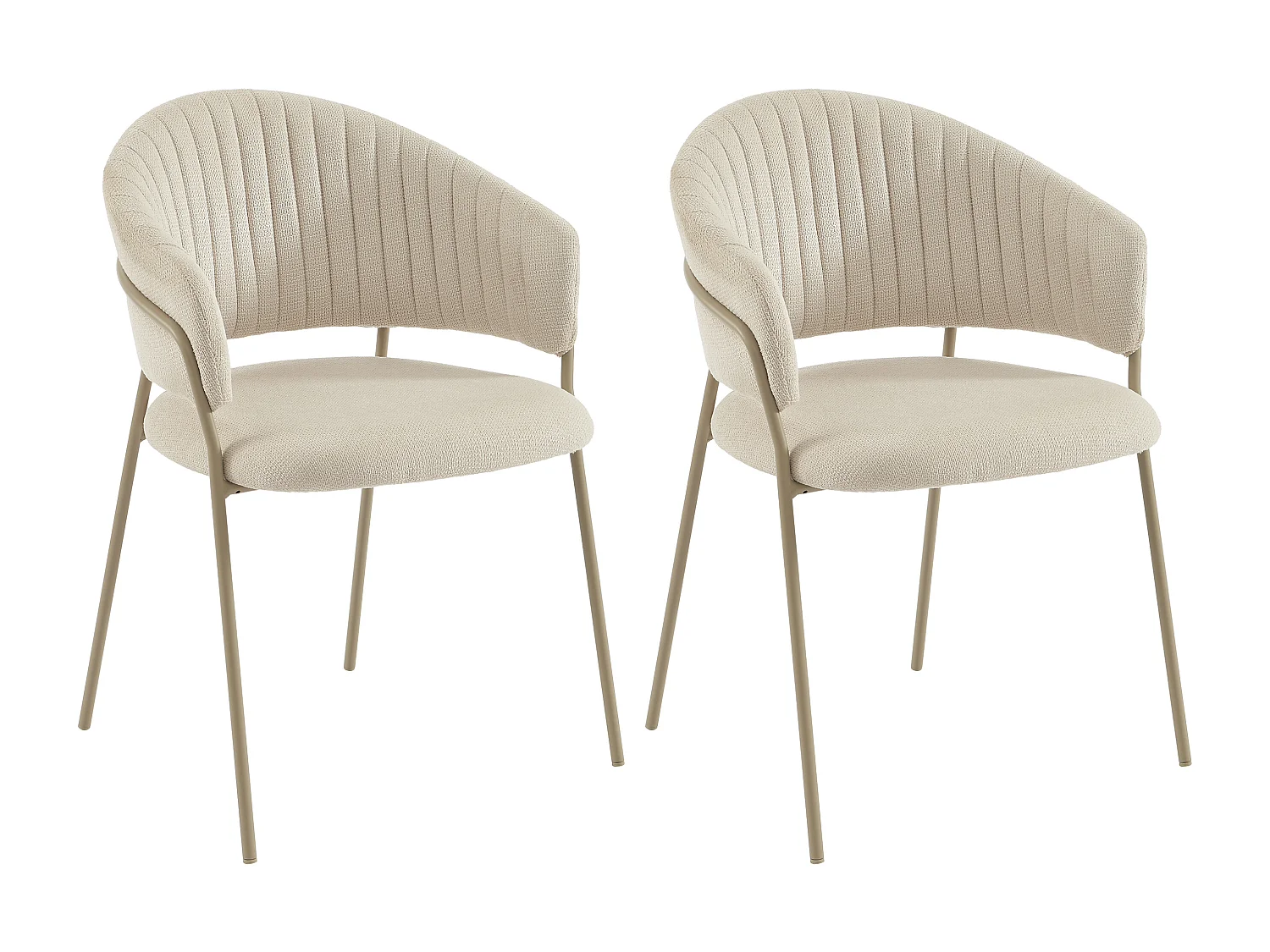 Lot de 2 chaises en tissu texturé et métal - Beige - MADOLIA de Pascal Morabito
