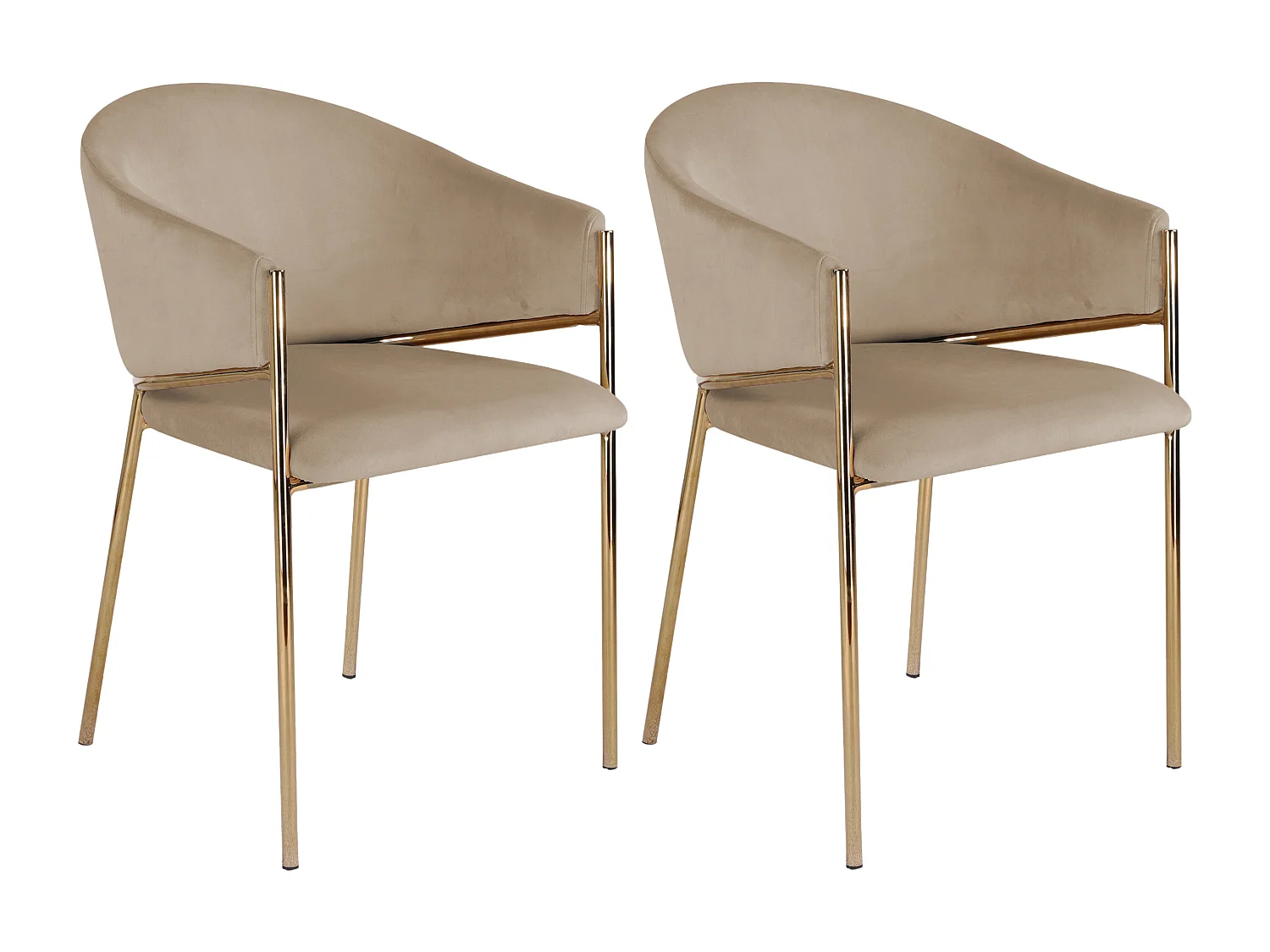 Lot de 2 chaises avec accoudoirs en velours et métal doré - Beige - ORDIDA de Pascal Morabito