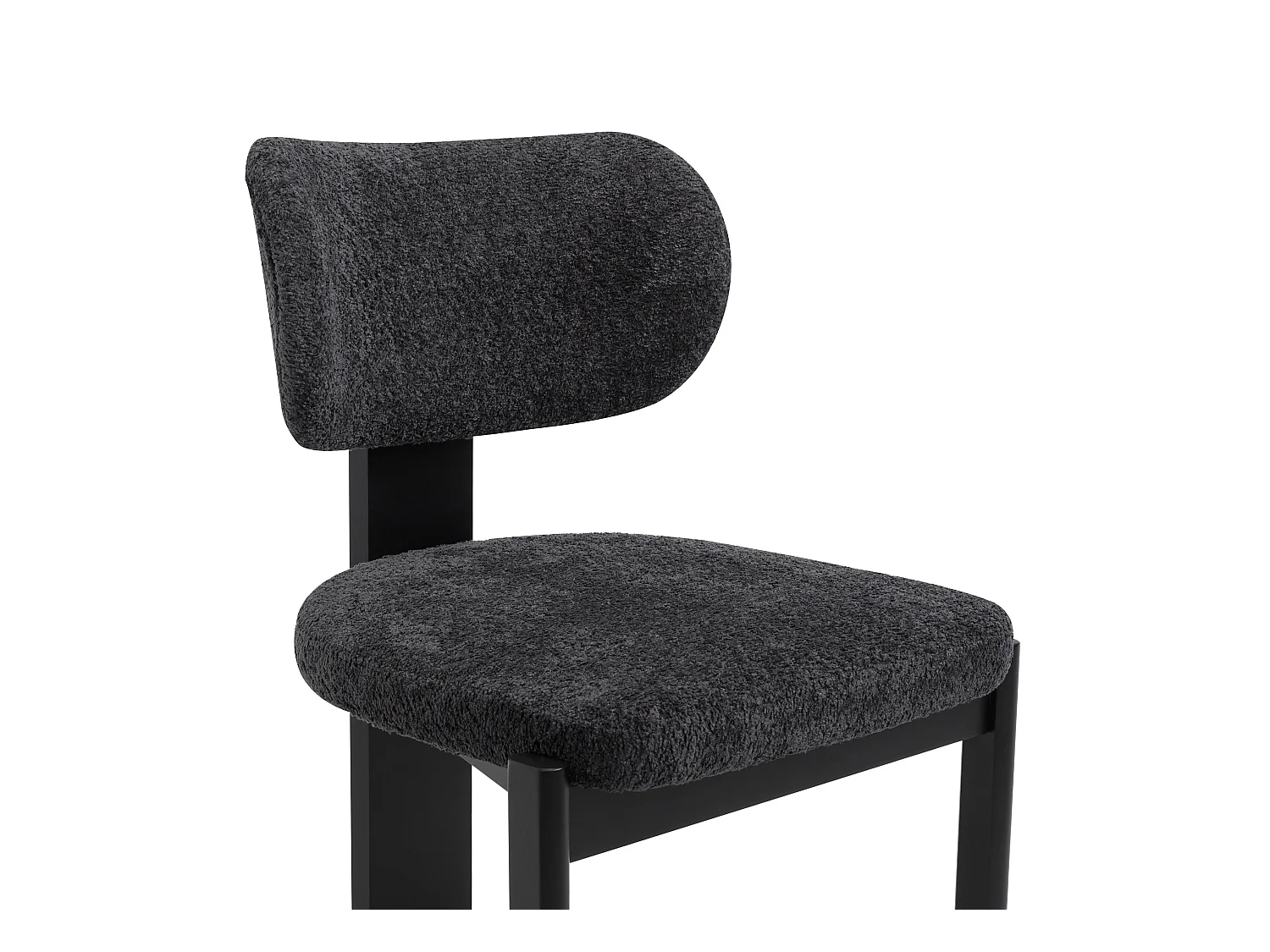 Zestaw 2 krzeseł z tkaniny z bukli  i drewna kauczukowego - Czarne - WILANA