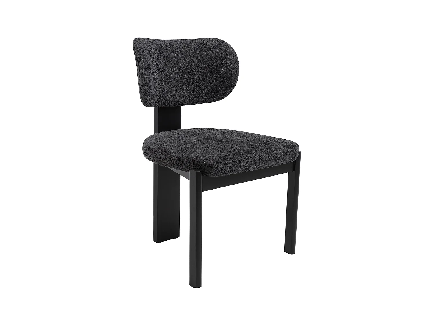 Zestaw 2 krzeseł z tkaniny z bukli  i drewna kauczukowego - Czarne - WILANA