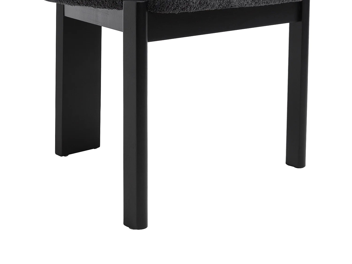 Lot de 2 chaises en tissu bouclette et bois d'hévéa - Noir - WILANA