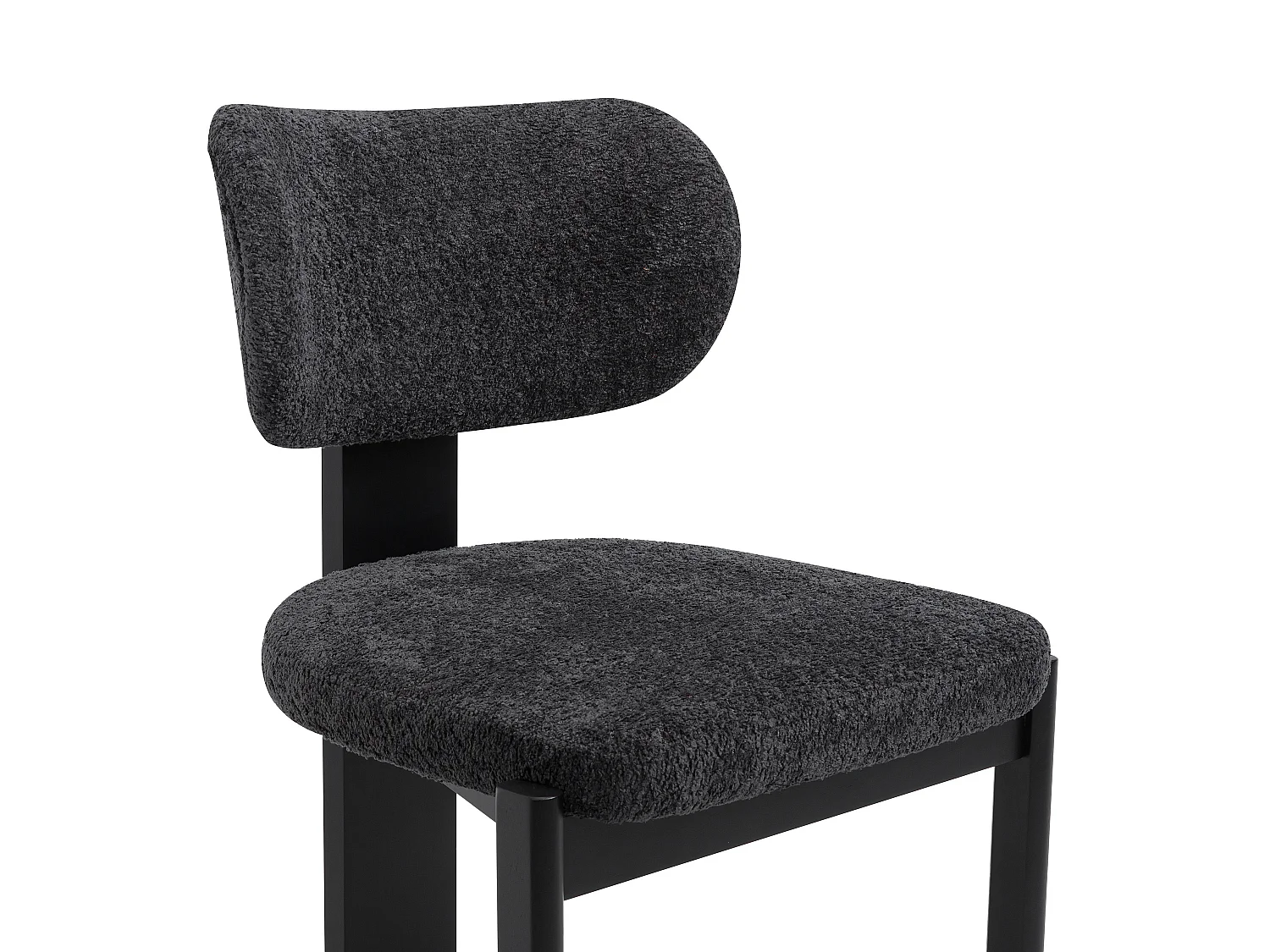 Lot de 2 chaises en tissu bouclette et bois d'hévéa - Noir - WILANA