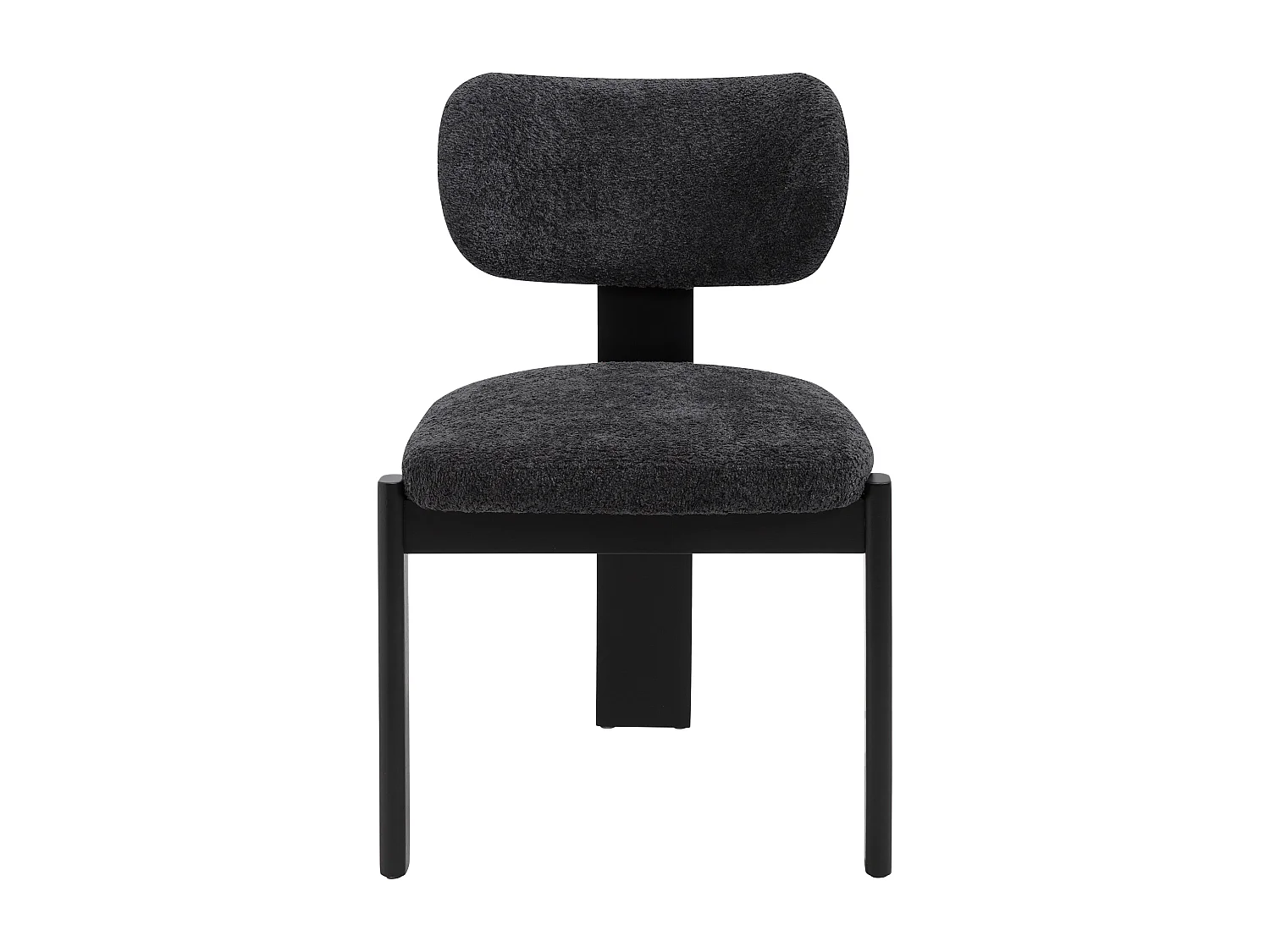 Lot de 2 chaises en tissu bouclette et bois d'hévéa - Noir - WILANA