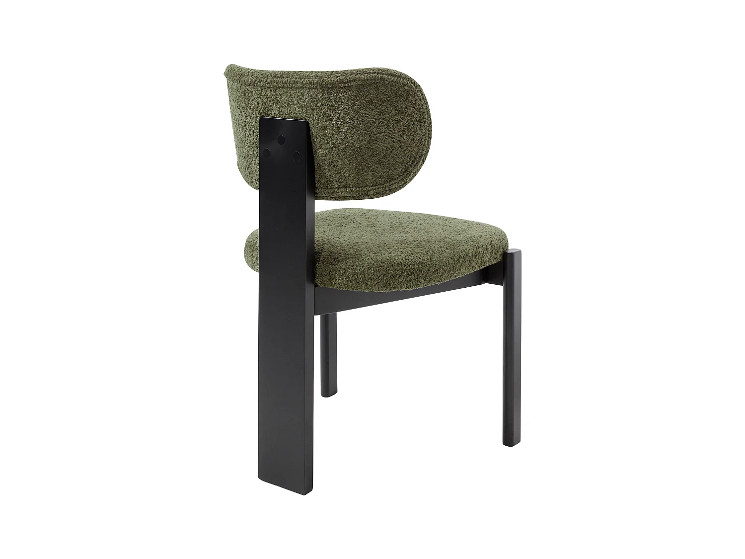 Lot de 2 chaises en tissu bouclette et bois d'hévéa noir - Kaki - WILANA